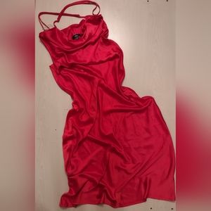 Debut Moment Red Satin Cowl Backless Maxi Dress